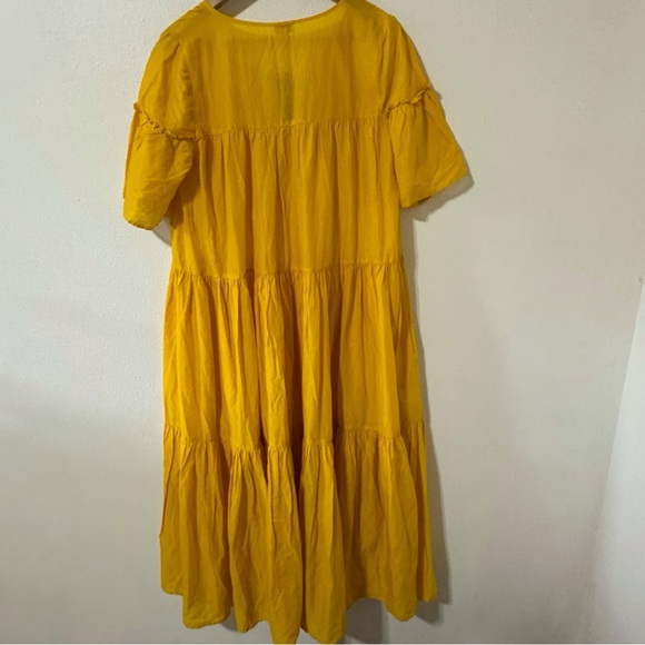J Crew Tiered Cotton Voile Beach Maxi Dress Yellow Semi Sheer NWT 2021-Small - Picture 3 of 12